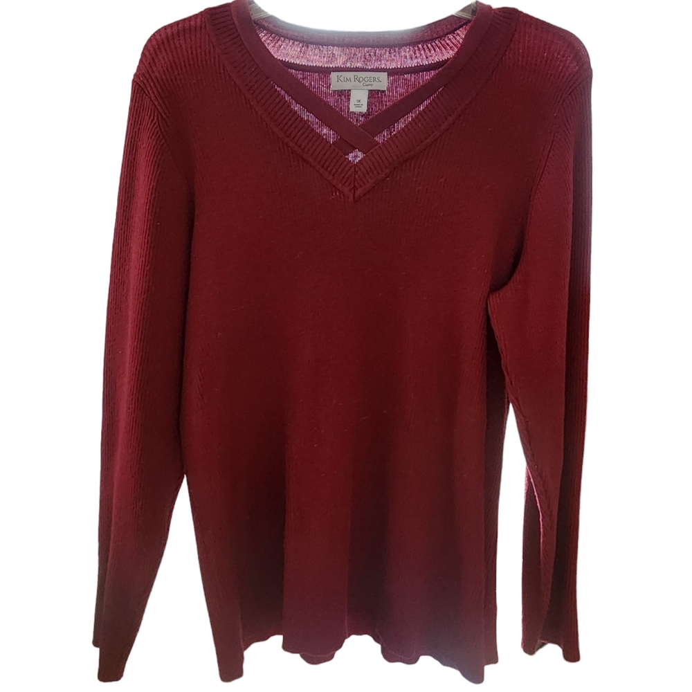 Ladies 1X Kim Roger's Curvy Sweater Magenta